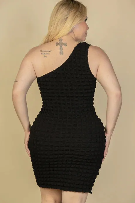 Curvy Bubble One Shoulder Bodycon Mini Dress