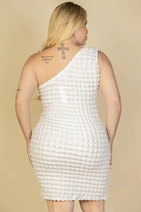 Curvy Bubble One Shoulder Bodycon Mini Dress