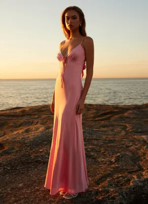 Flora Satin Maxi Dress - Candy Versatile Fit Neutral palette