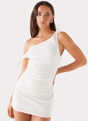 Amazonia Linen Mini Dress - White Stylish Silhouette