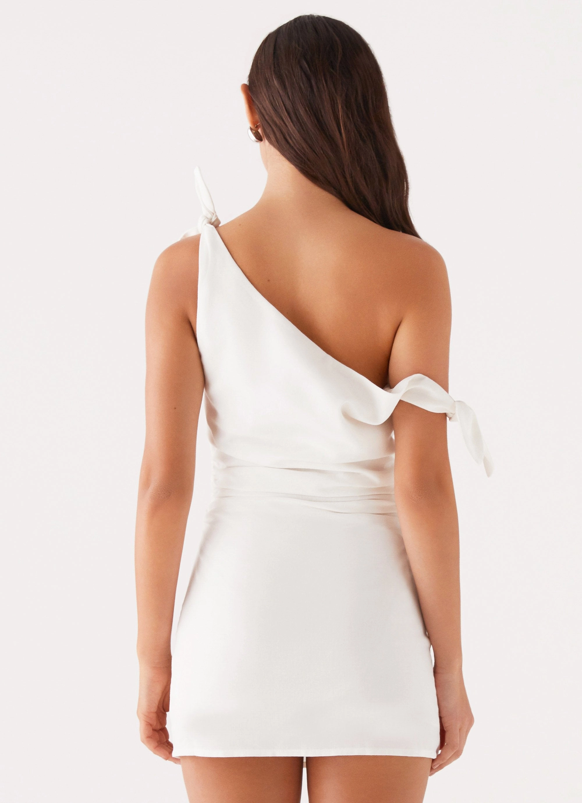 Smart Tones Evening Chic Amazonia Linen Mini Dress - White