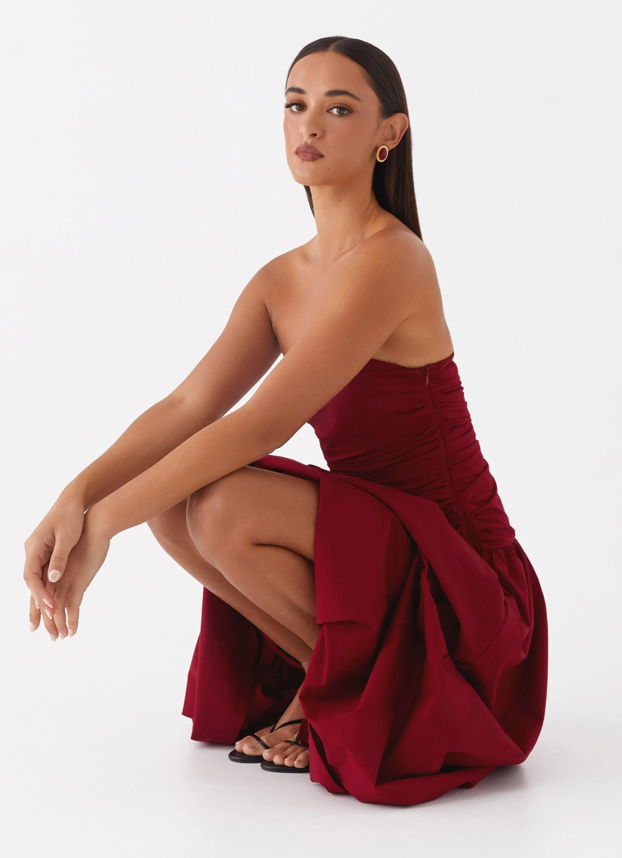 Carmel Maxi Dress - Merlot Easy Vibe Airy Touch