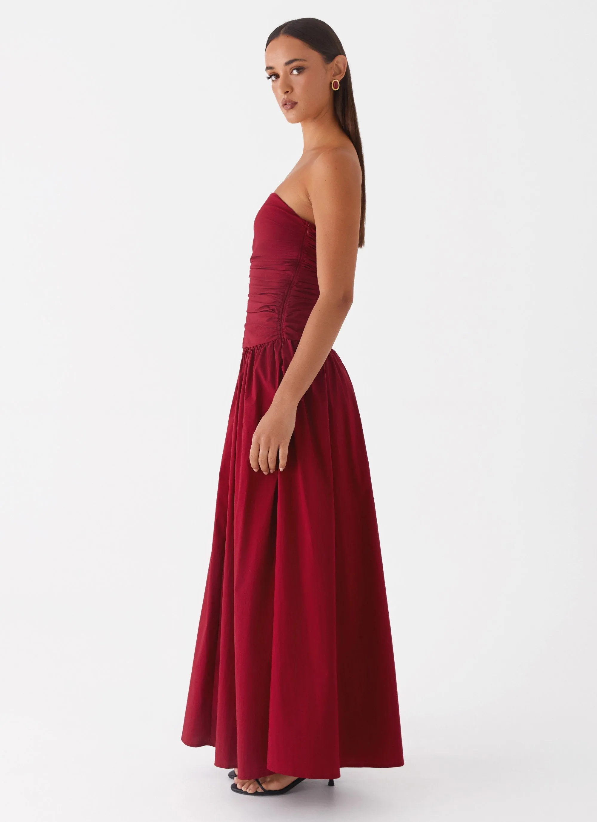 Asymmetrical hem Carmel Maxi Dress - Merlot