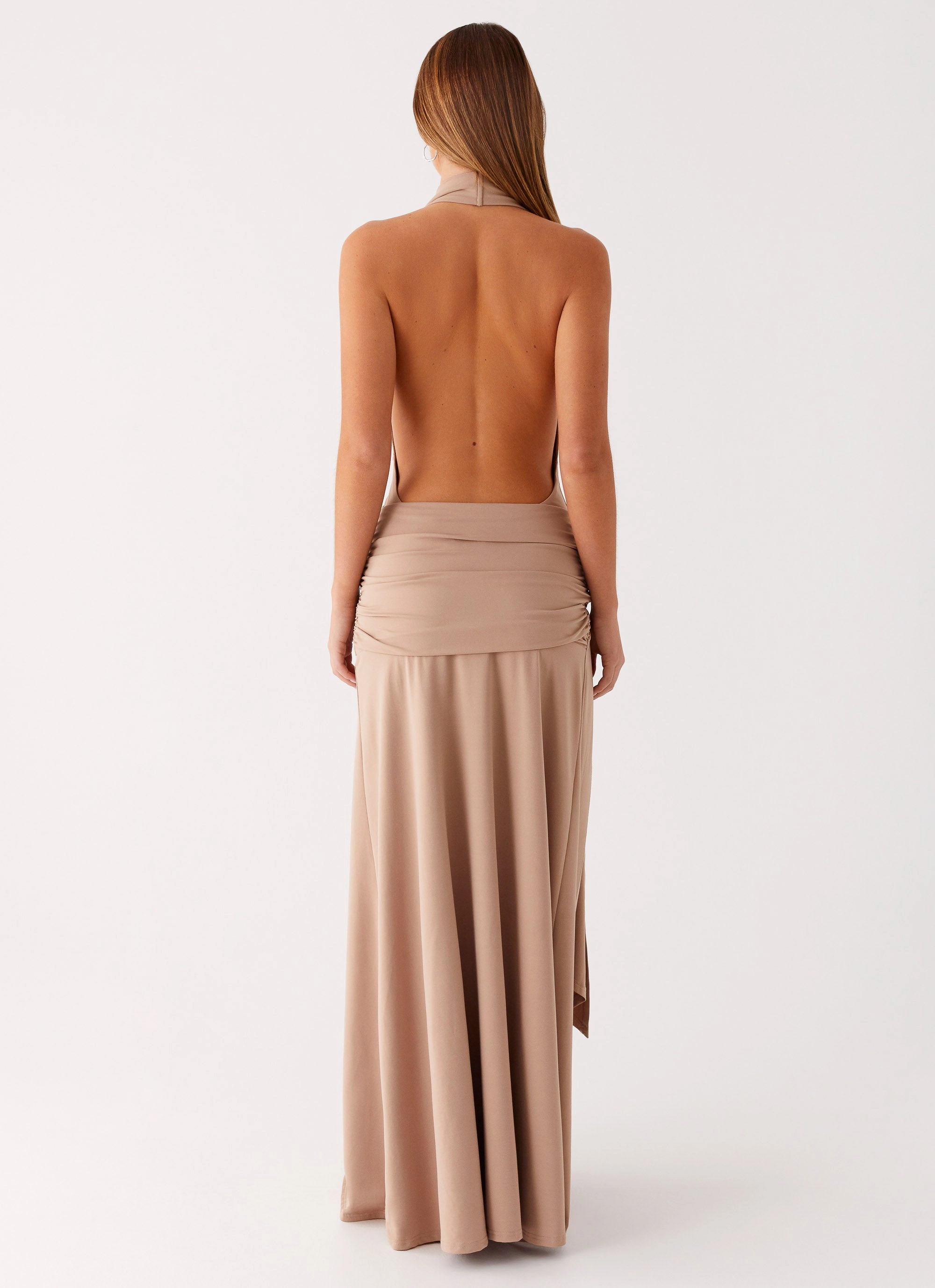 Rowan Ray Cowl Maxi Dress - Light Taupe Fashionable outfit for outings Casual Mode
