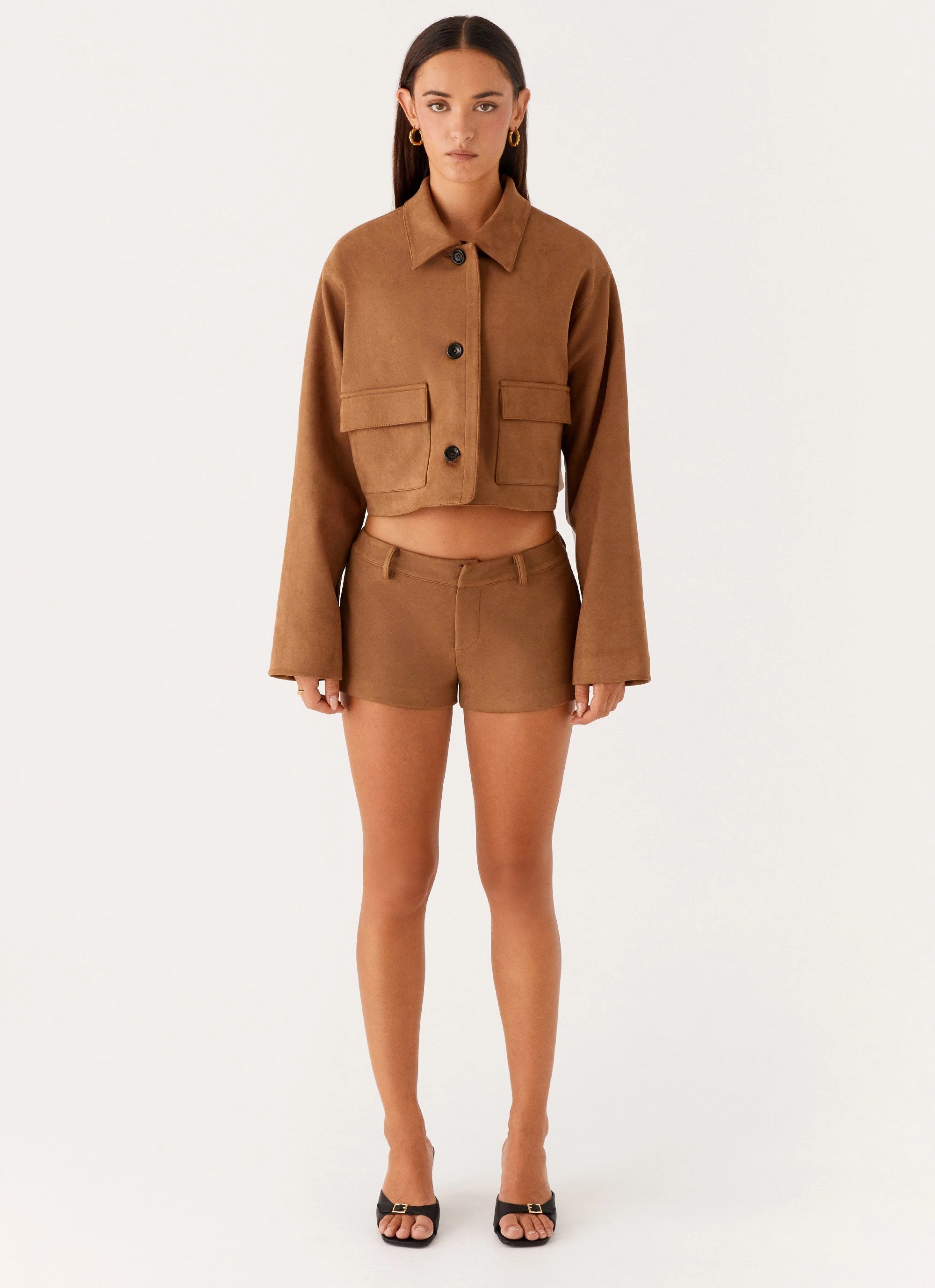 Gio Crop Jacket - Brown PFC Free Waterproofing