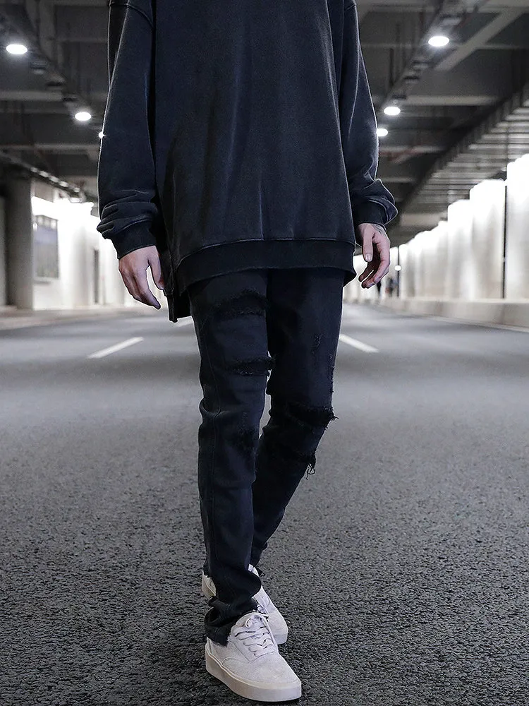 Cut And Destroy Slim-fit Stretch-footed Jeans