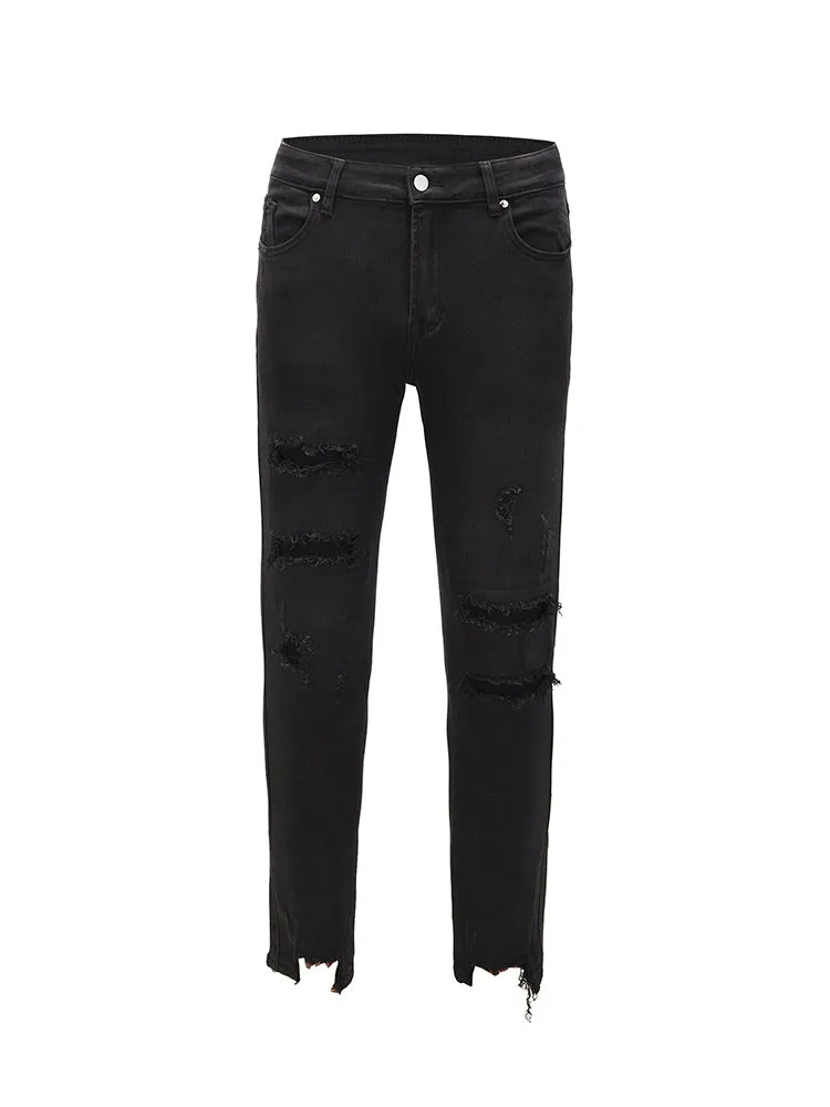 Cut And Destroy Slim-fit Stretch-footed Jeans