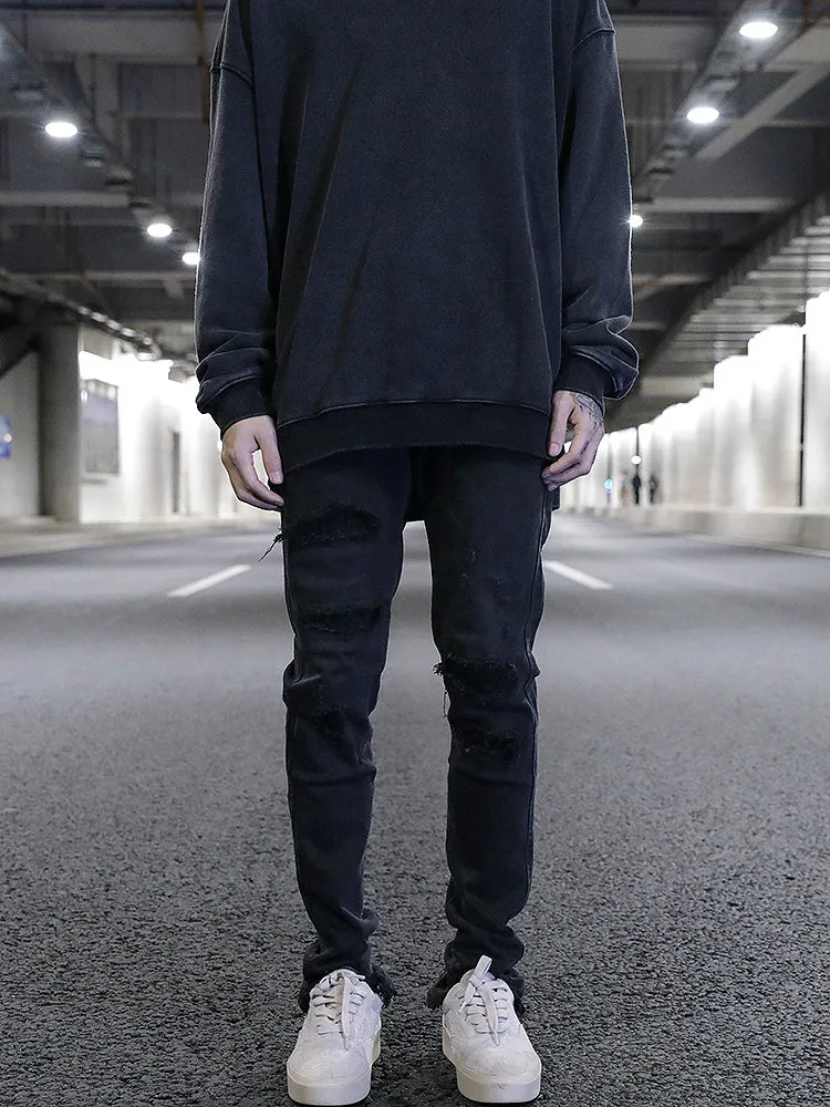 Cut And Destroy Slim-fit Stretch-footed Jeans