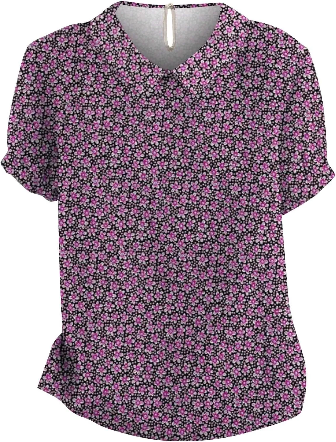 Cute Collared Boho Tops for Women 3/4 Sleeve Floral Blouses Dressy Casual Vintage Graphic Shirts Loose Pullover Tops