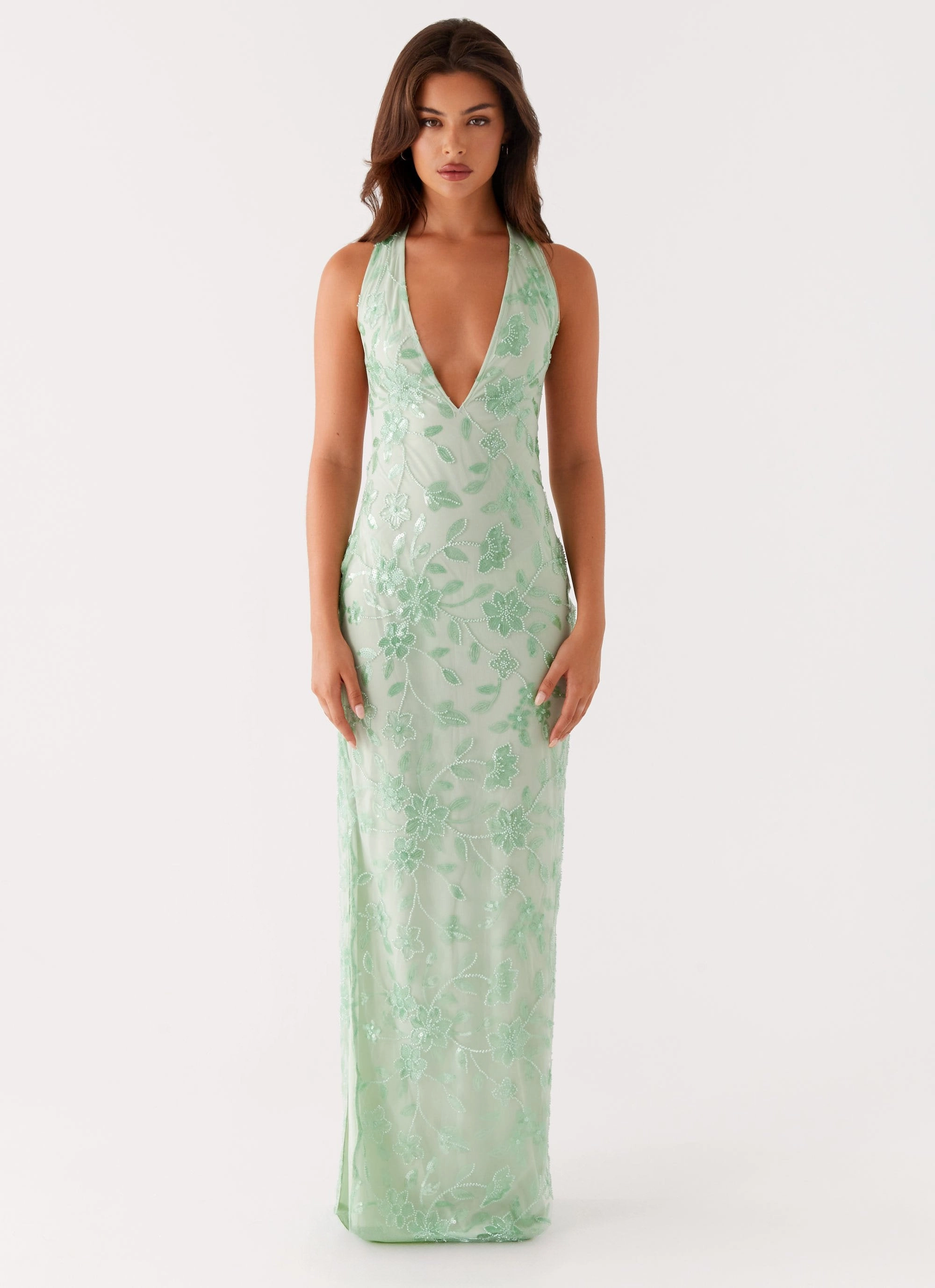 Style Base Cydney Beaded Maxi Dress - Sage