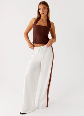 Dalida Linen Pants - Ivory AdjustableTabs