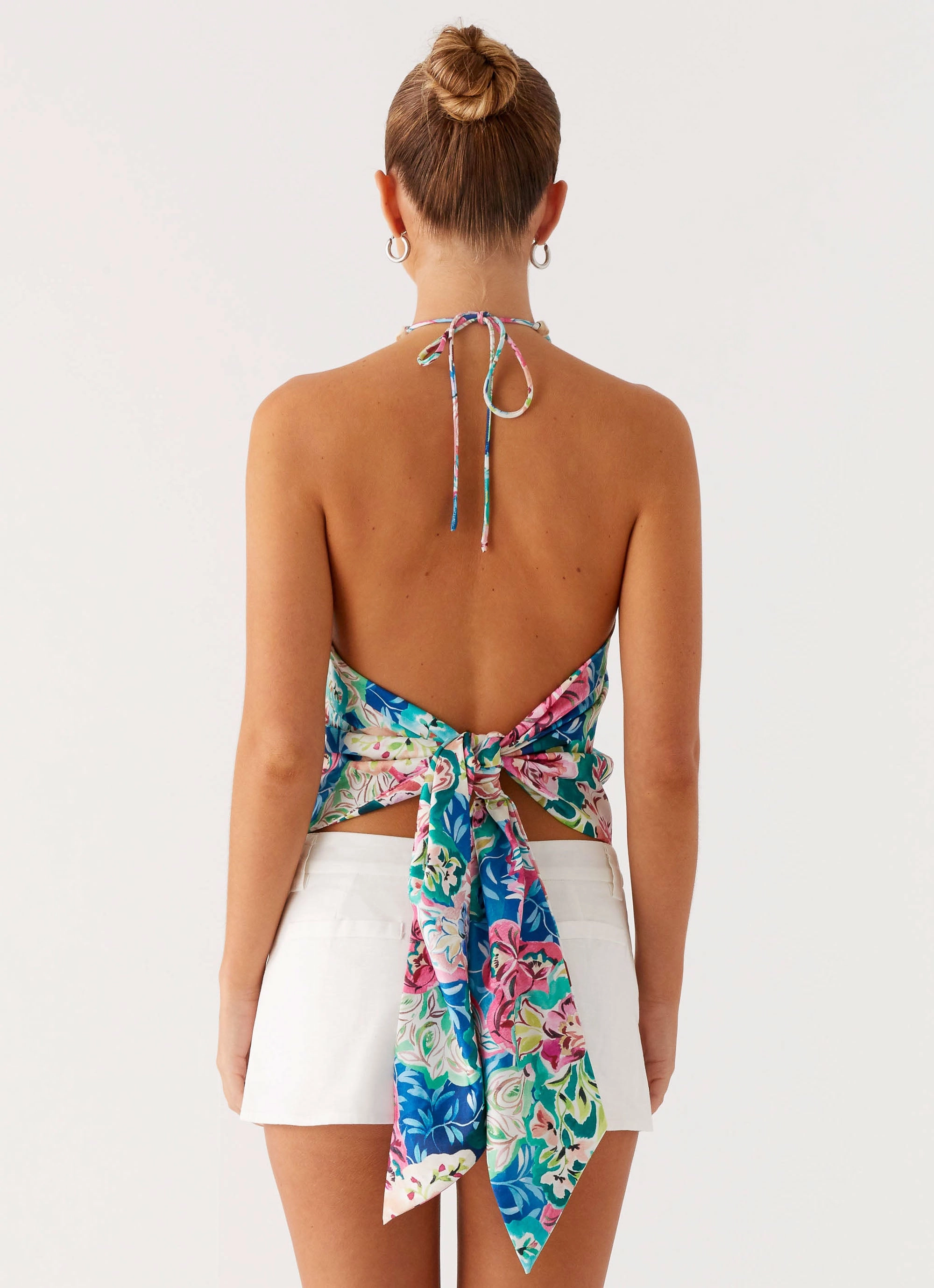 Torsion Support Structure Dalila Beaded Tie Back Top - Santorini Floral