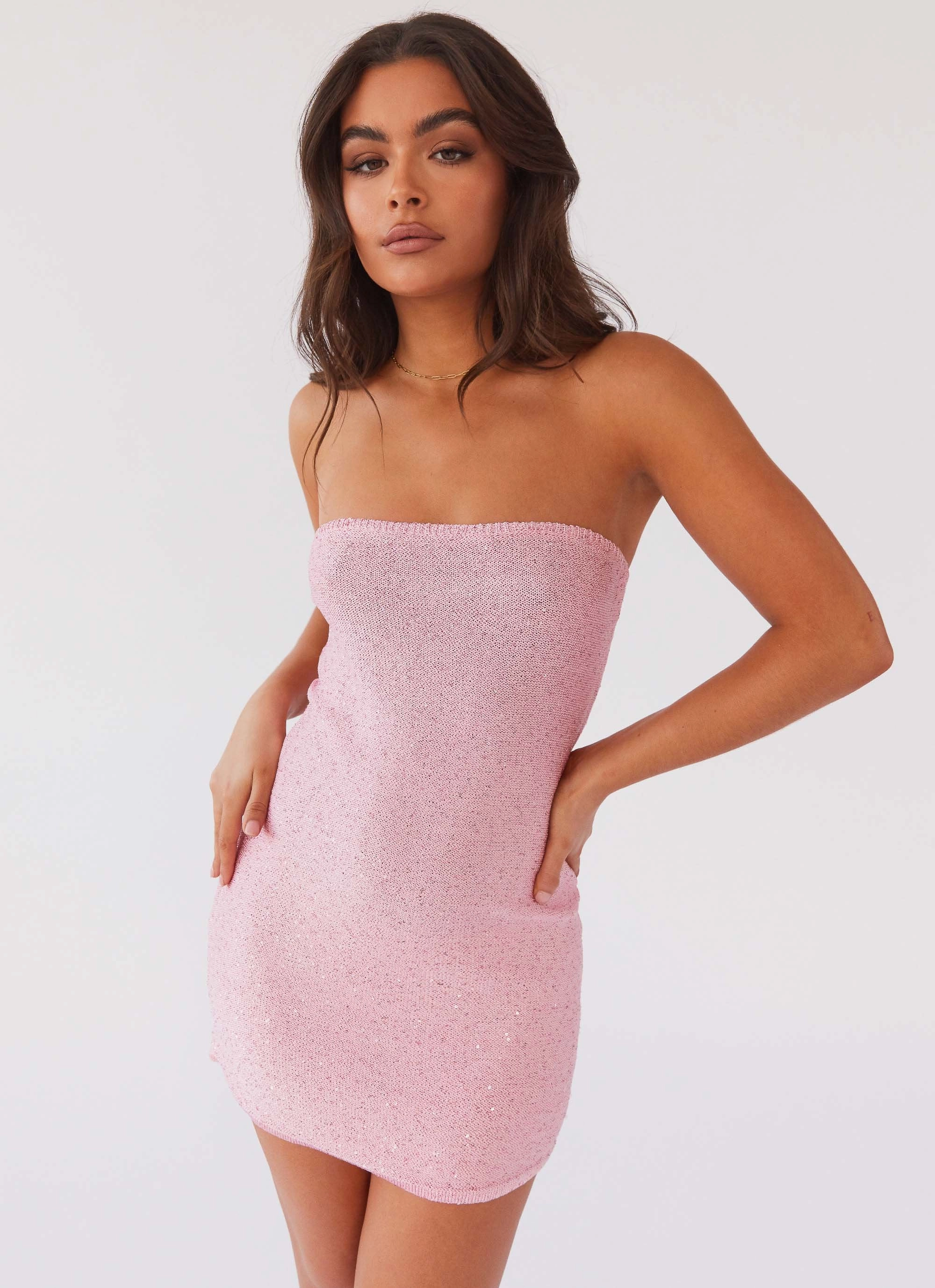 Dance The Night Tube Knit Mini Dress - Pink Dusk Trendy summer outfit Daily Comfort