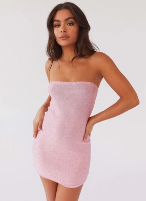 Dance The Night Tube Knit Mini Dress - Pink Dusk Day Glow