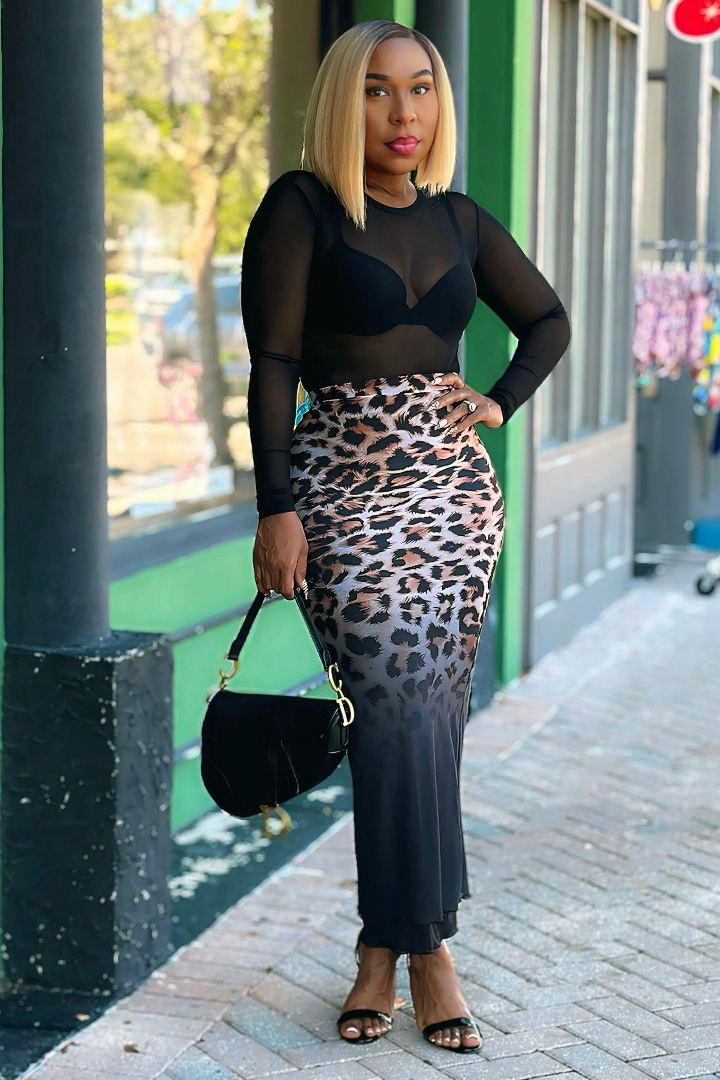Dannetta Leopard Print Ombre Mesh Maxi Skirt Ships 9/26 Ergonomic Cut Eco Friendly Dye Process