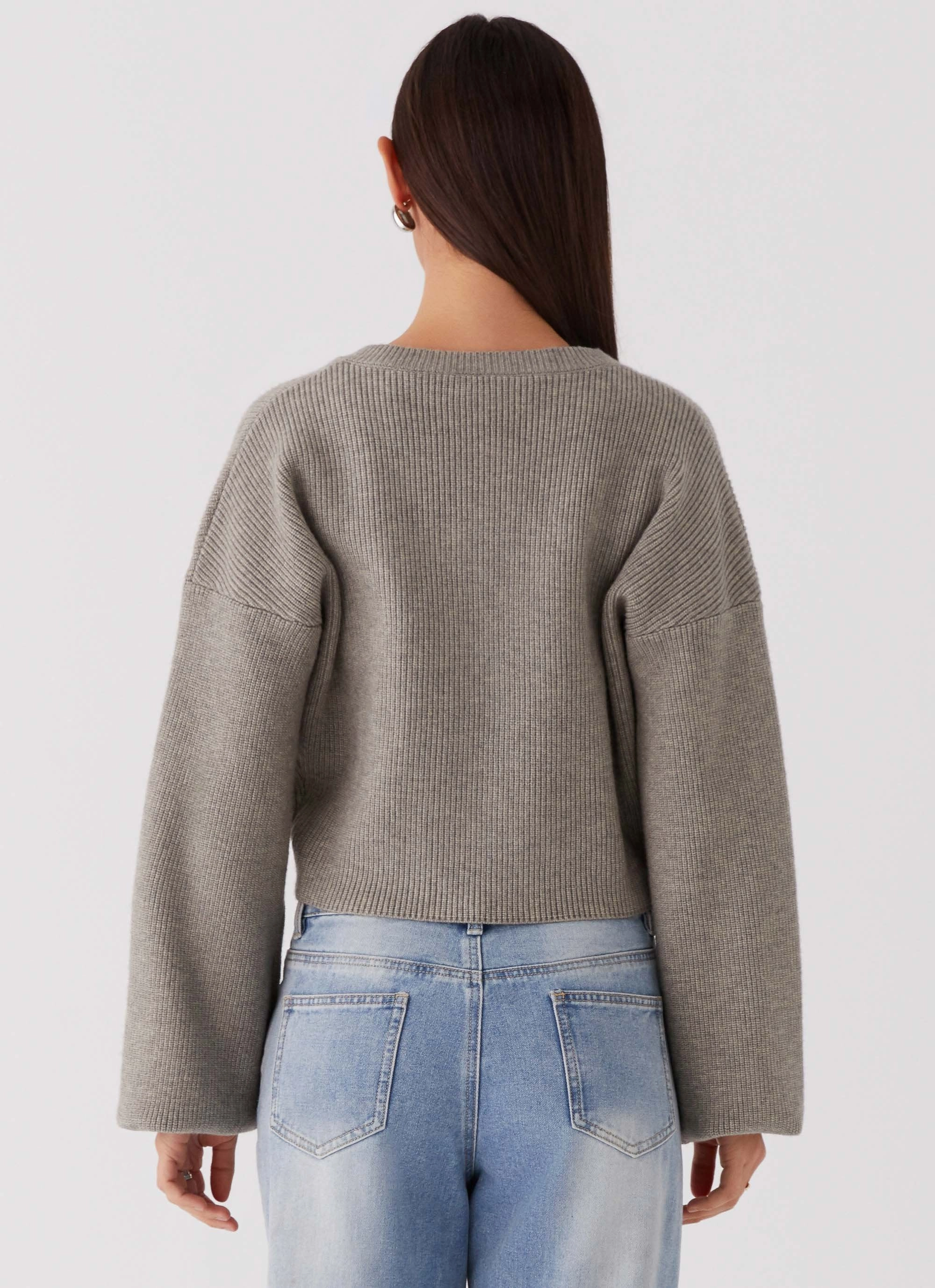 Non Restrictive Mobility Snag Proof Surface Daphne Knit Cardigan - Light Grey