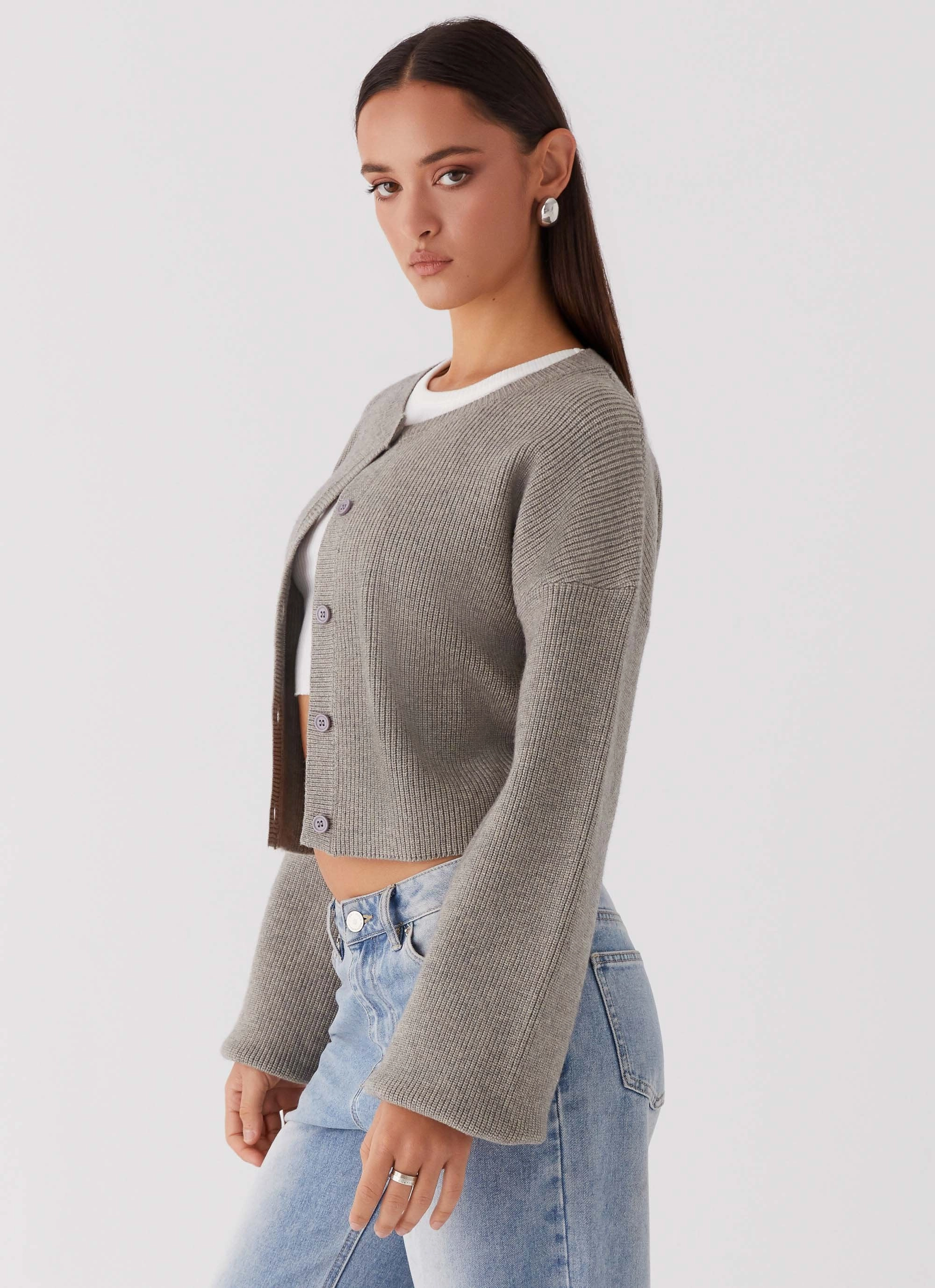 Rainy Day Eco Friendly Fabric Daphne Knit Cardigan - Light Grey