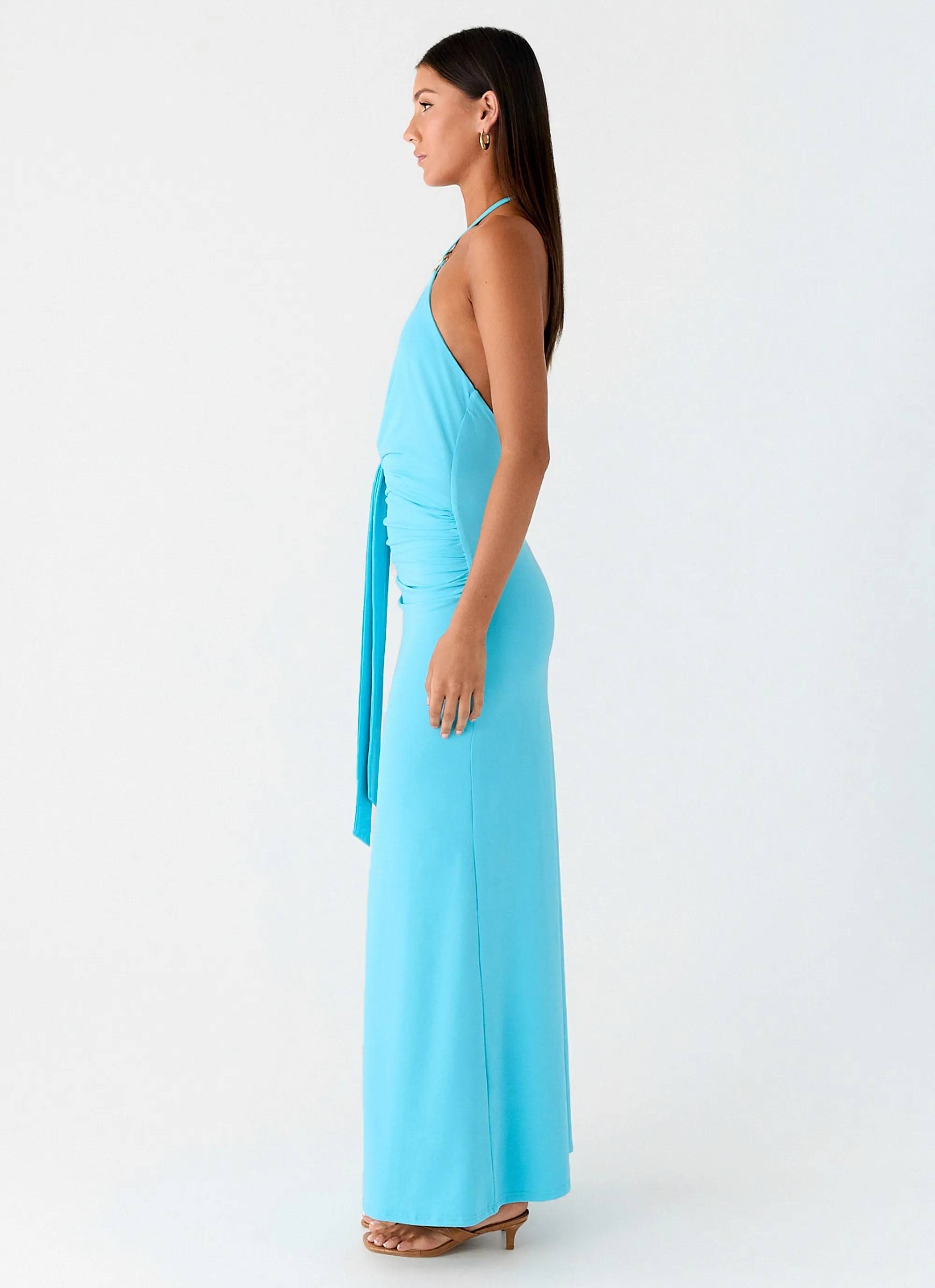 Dare Me Halter Maxi Dress - Aqua Blue Timeless Look Wear Night Style