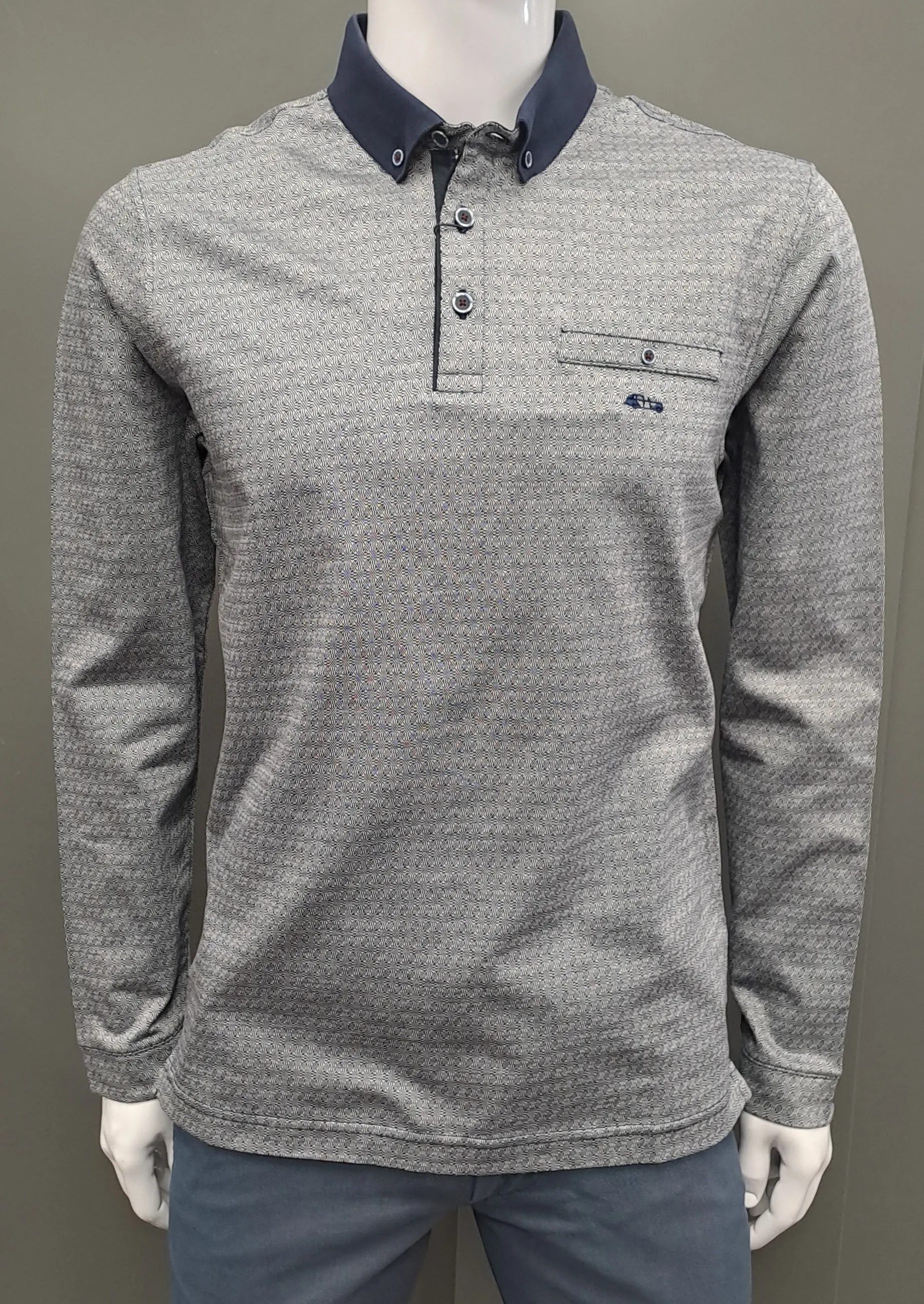 Dario Beltran Long Sleeve Polo Shirt 690 - Navy
