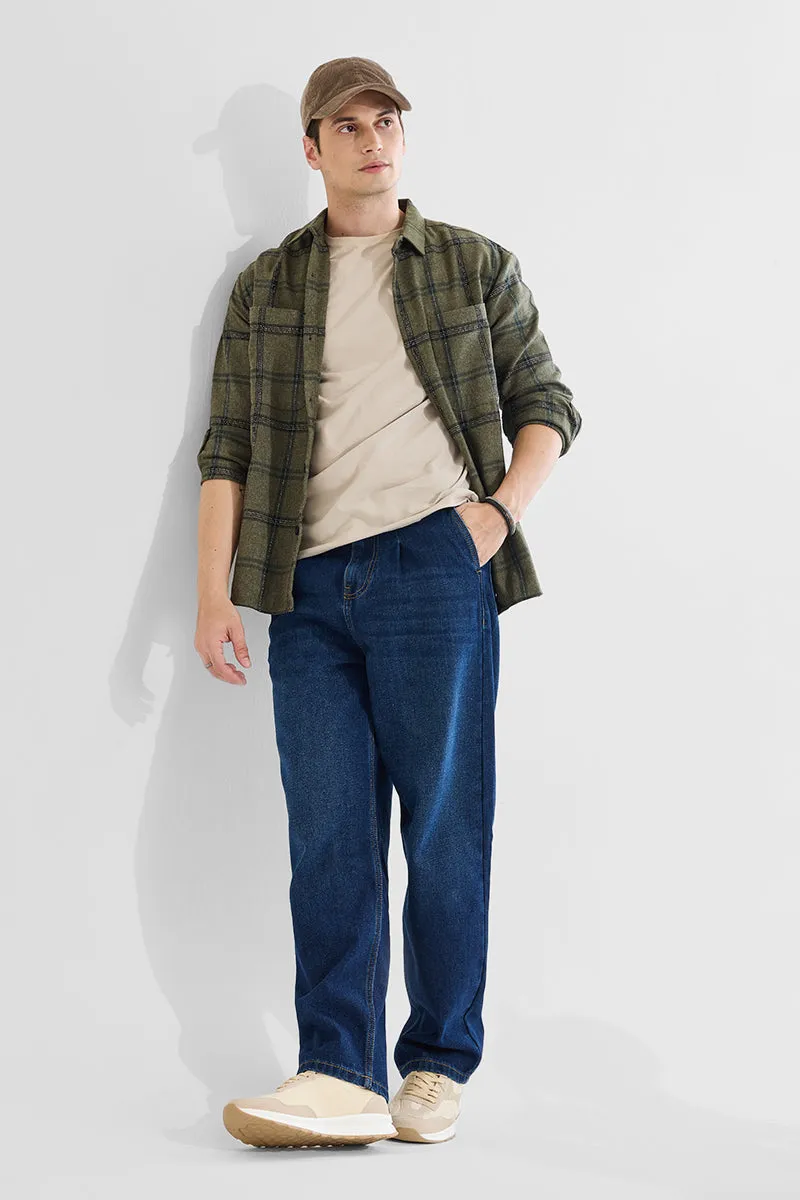 Dark Blue Mid Rise Loose Fit Jeans