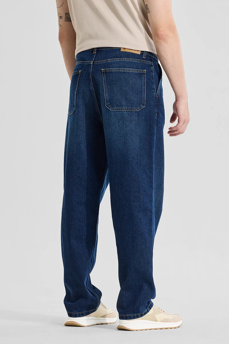 Dark Blue Mid Rise Loose Fit Jeans