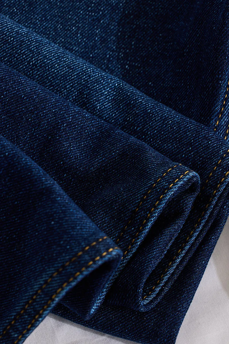 Dark Blue Mid Rise Loose Fit Jeans