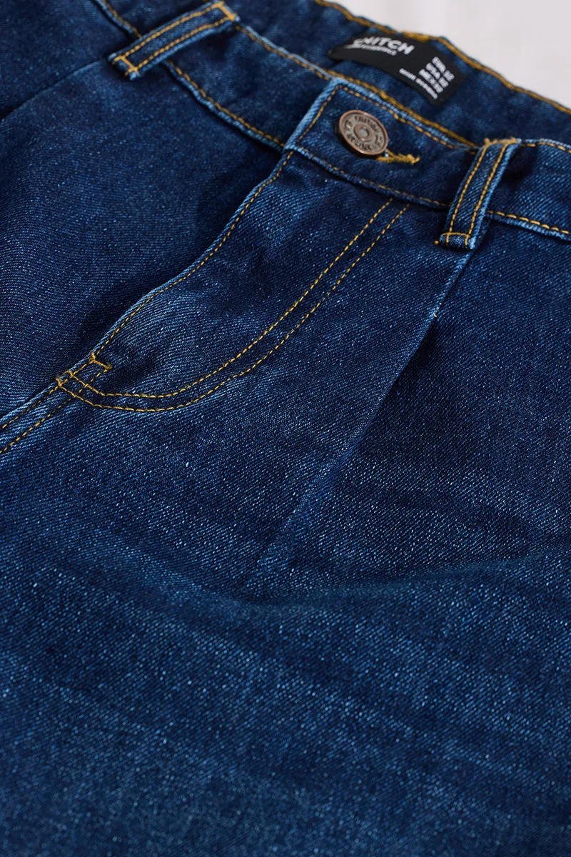 Dark Blue Mid Rise Loose Fit Jeans
