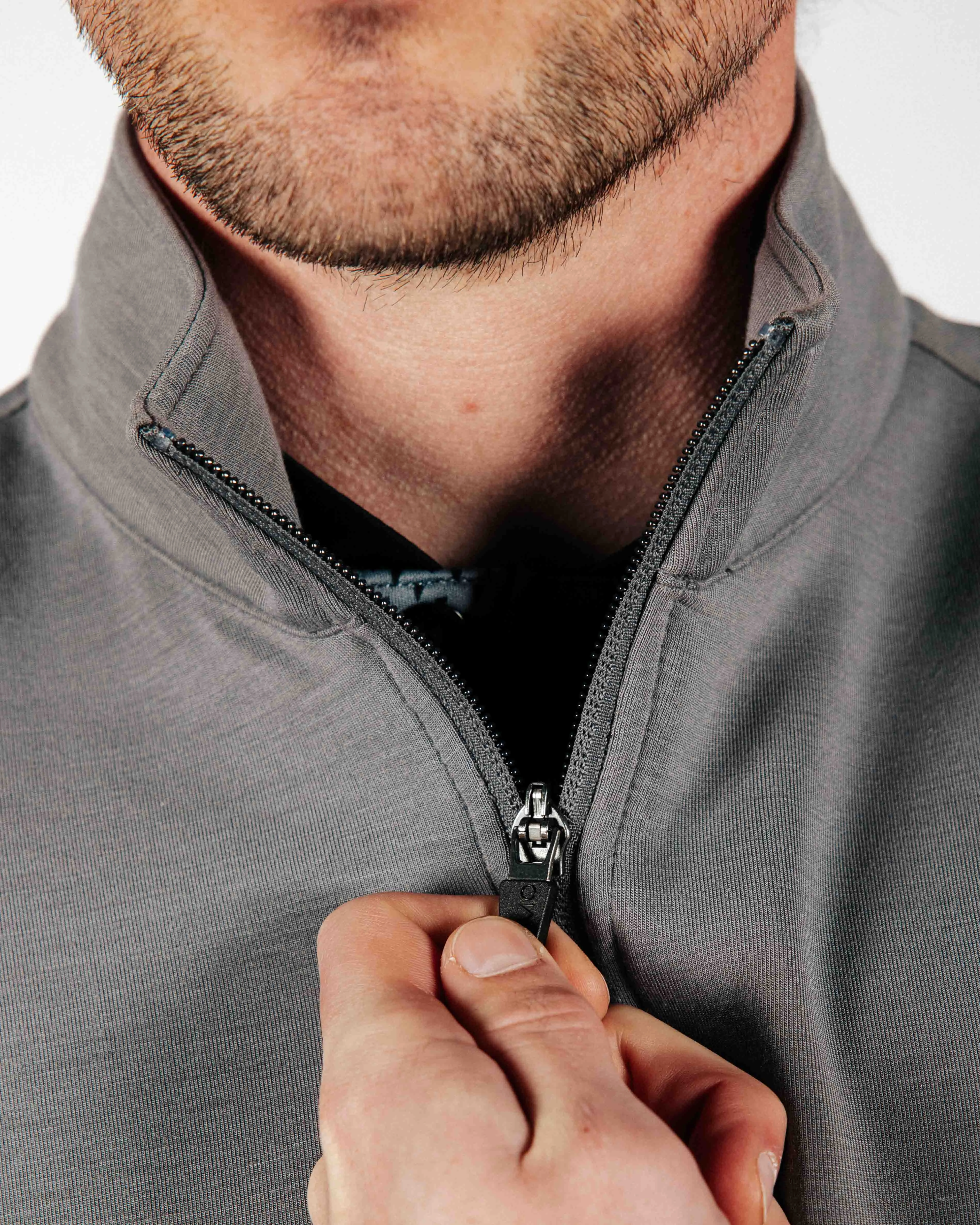 Denim Shirt Dark Gray Quarter Zip Vest