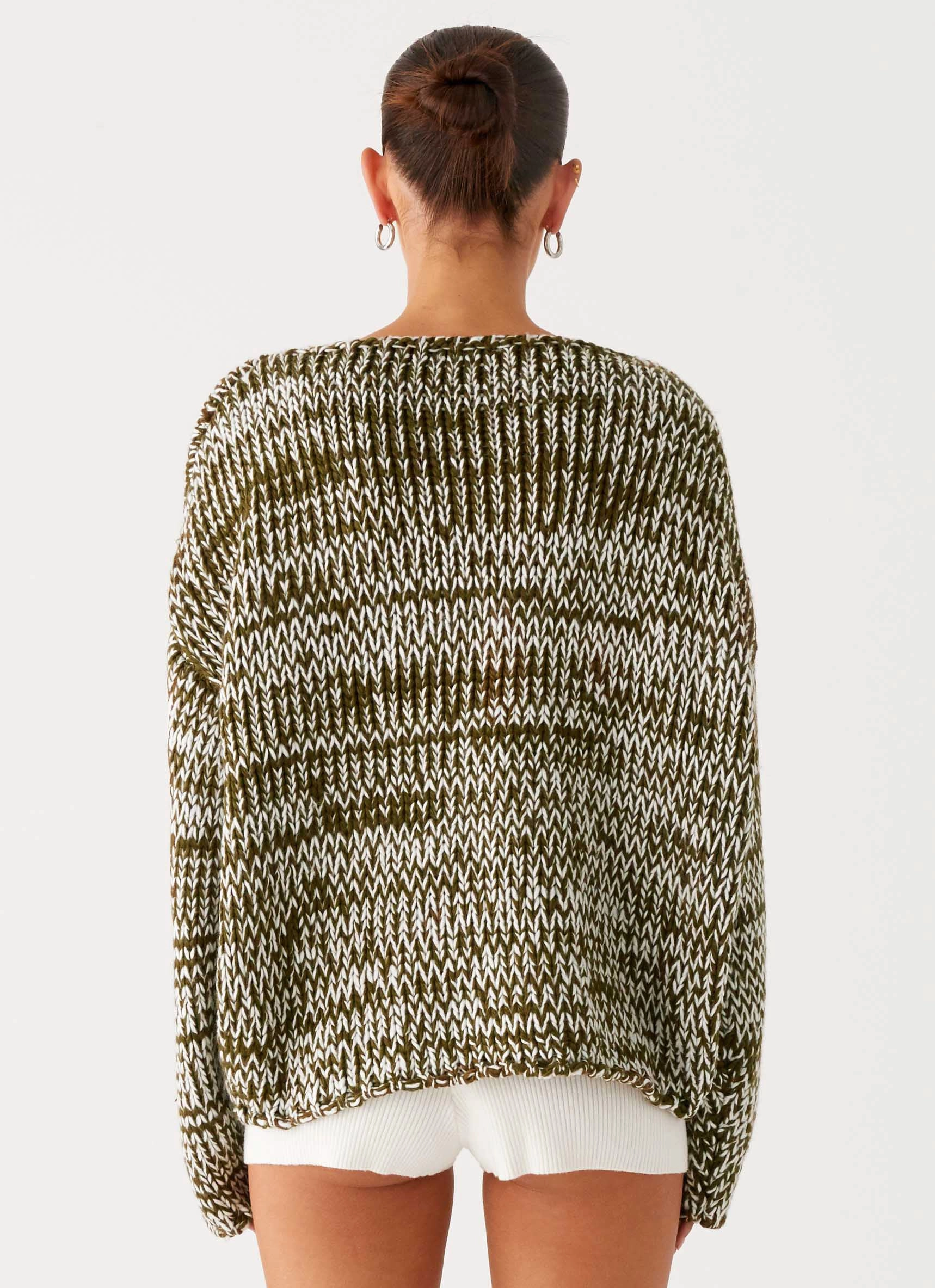 Darla Oversized Knit Jumper - Khaki Windbreaker Style No Smell