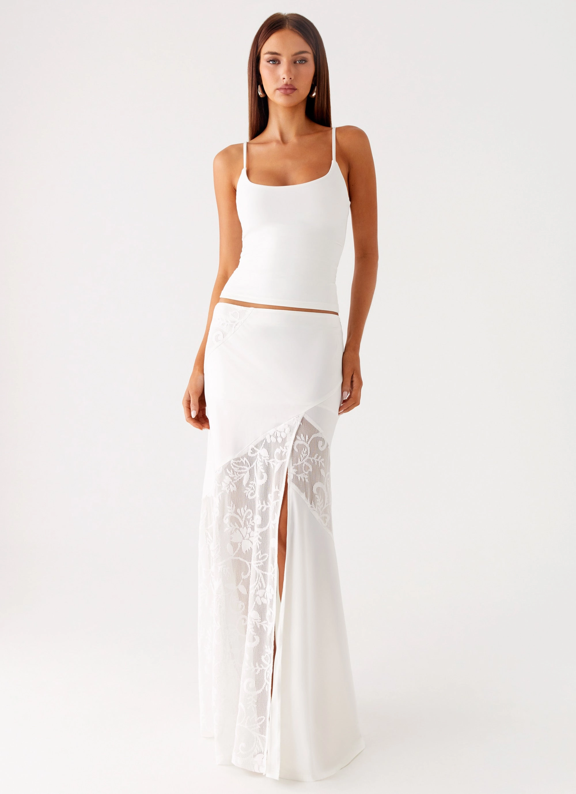Warm Fit Dasie Lace Maxi Skirt - White