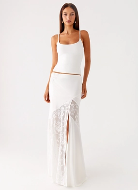 Warm Fit Dasie Lace Maxi Skirt - White