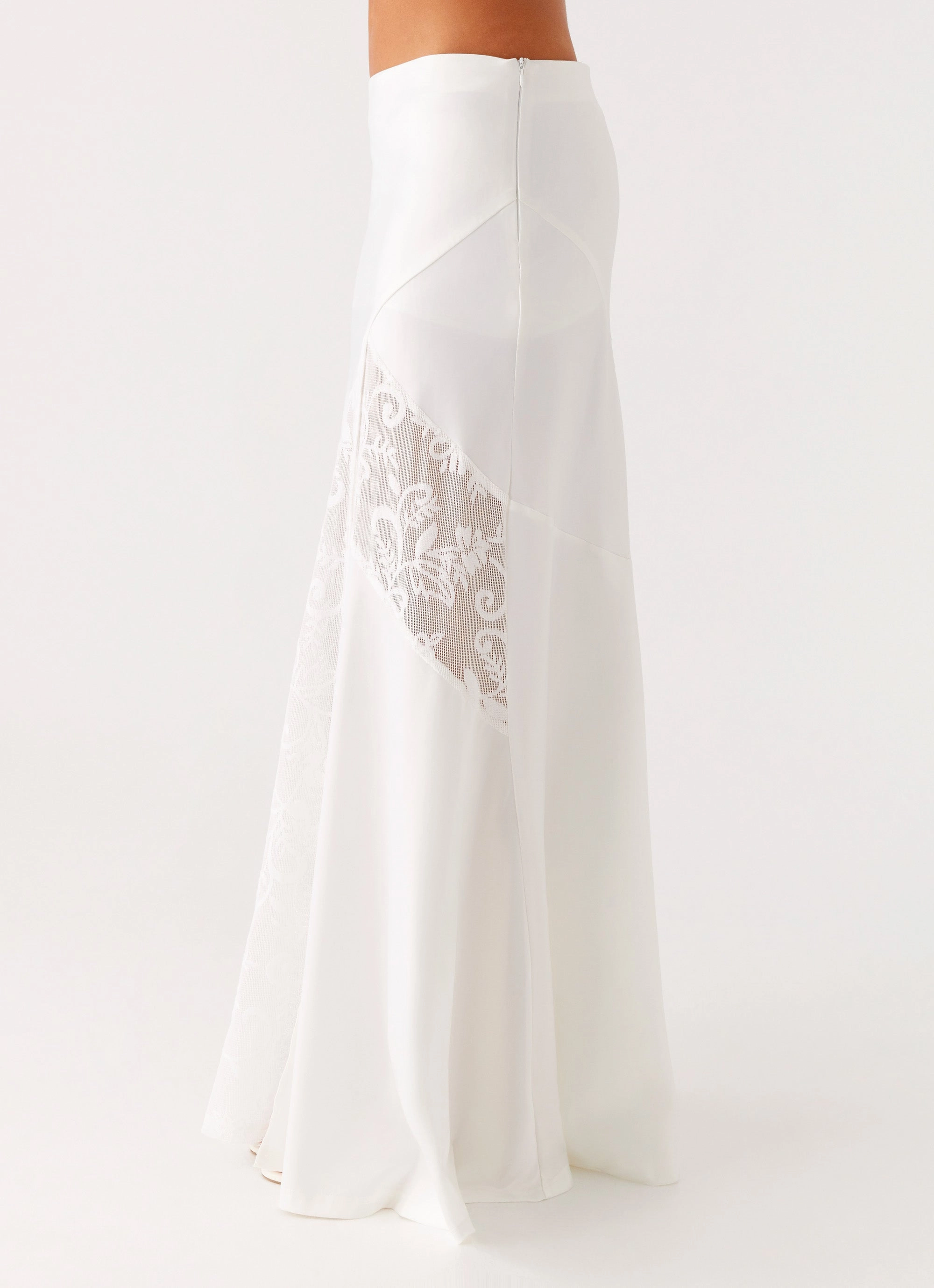 Dasie Lace Maxi Skirt - White Breathable Stretch Stretchy Waist
