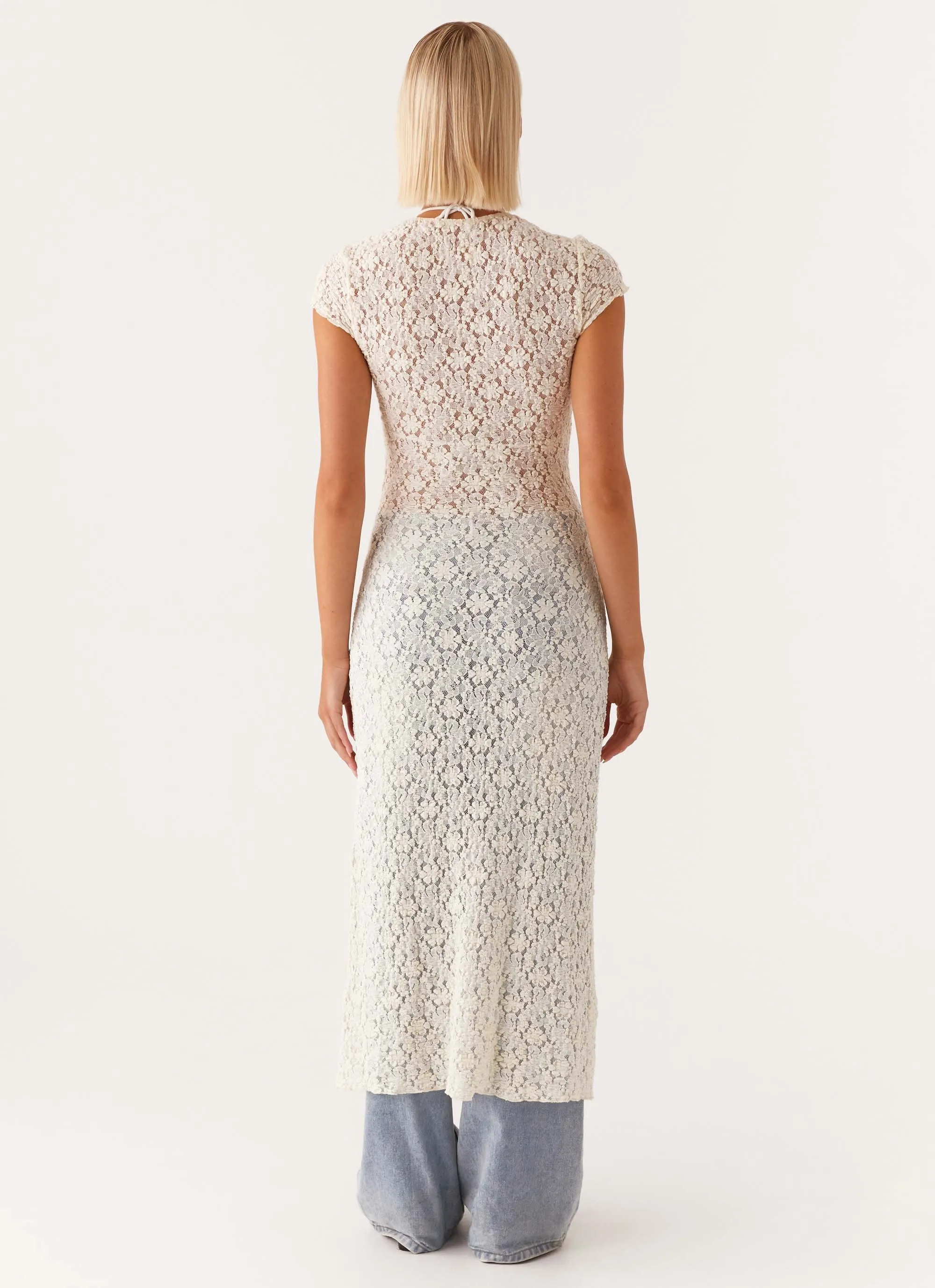 Wardrobe-Staple Durable-Fabric Gisele Lace Midi Dress - Ivory