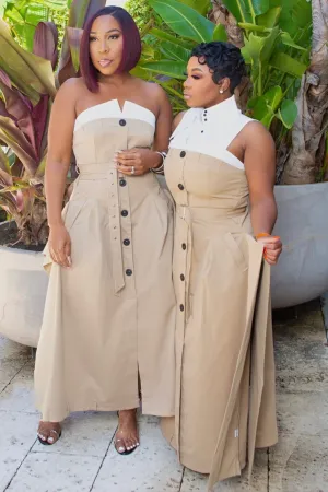 Davida Press Play Button Up Maxi Dress Trendy Wearable Color Glow