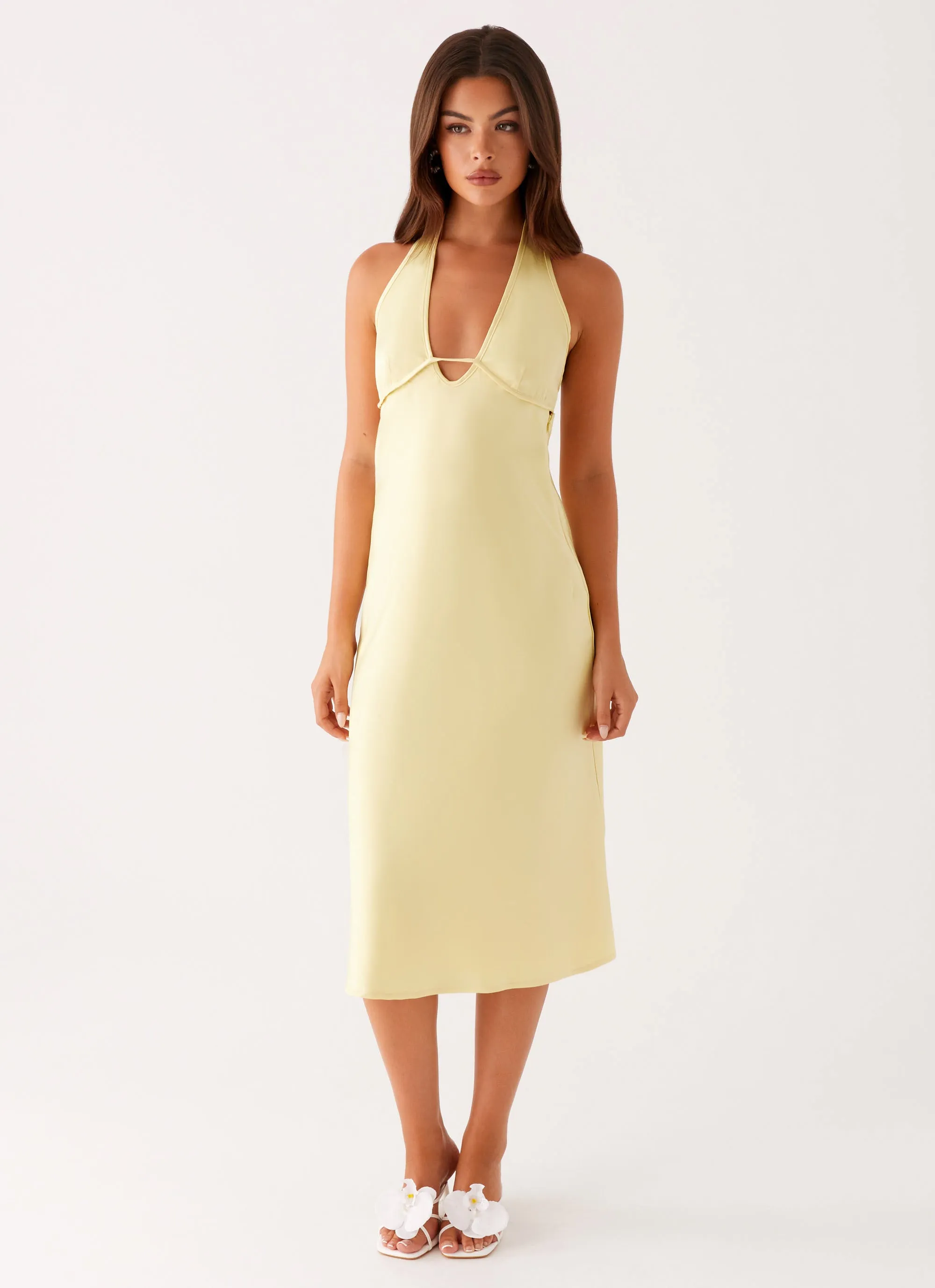 Fashionable Layer Subtle Elegance Davies Midi Dress - Yellow