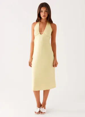 Fashionable Layer Subtle Elegance Davies Midi Dress - Yellow