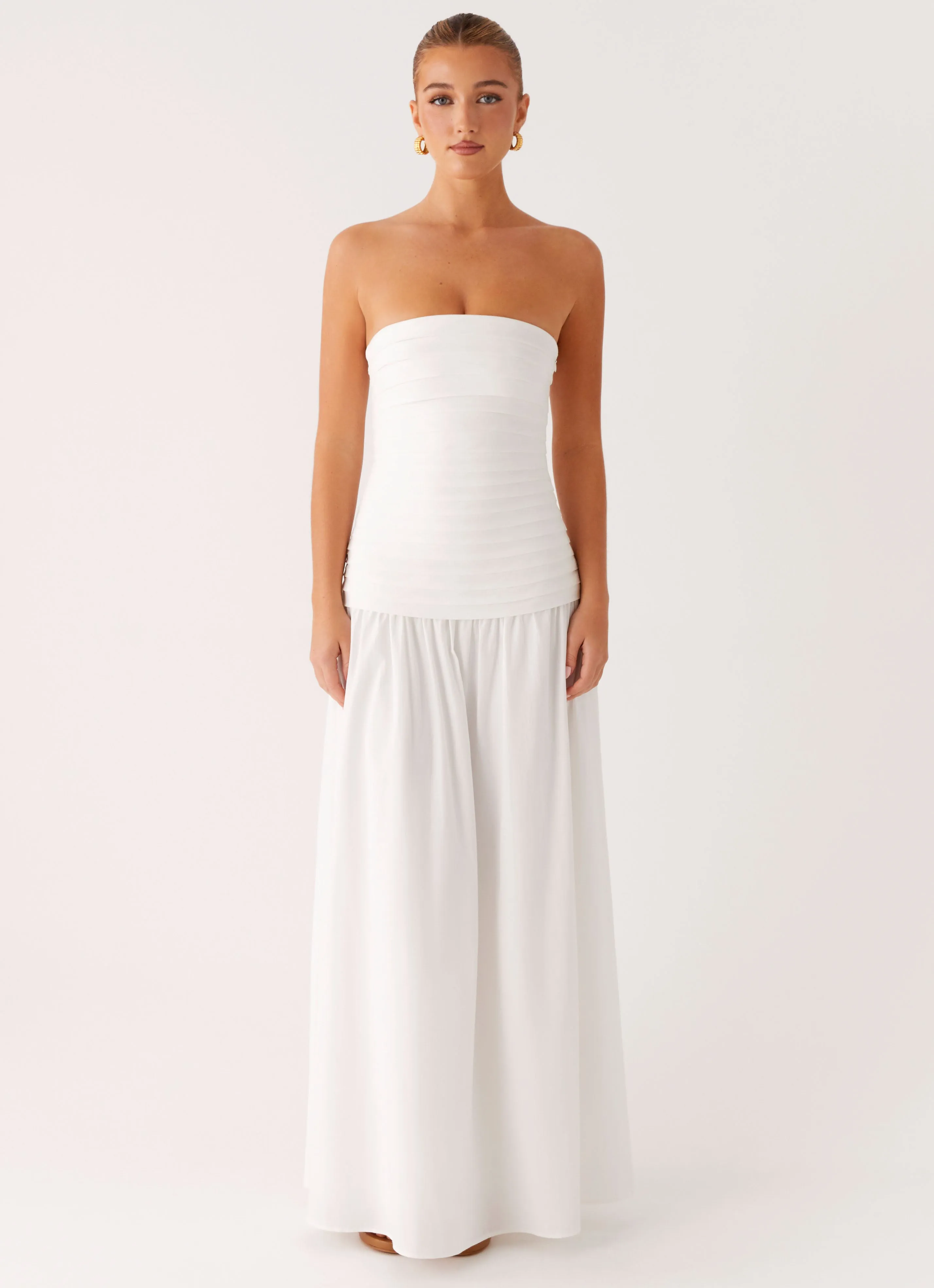 Blush Glow Classic and Chic Tyrah Maxi Dress - White