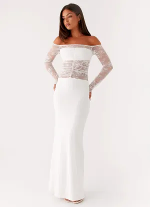 Avi Maxi Dress - White Balanced Lines Pocket-Detail