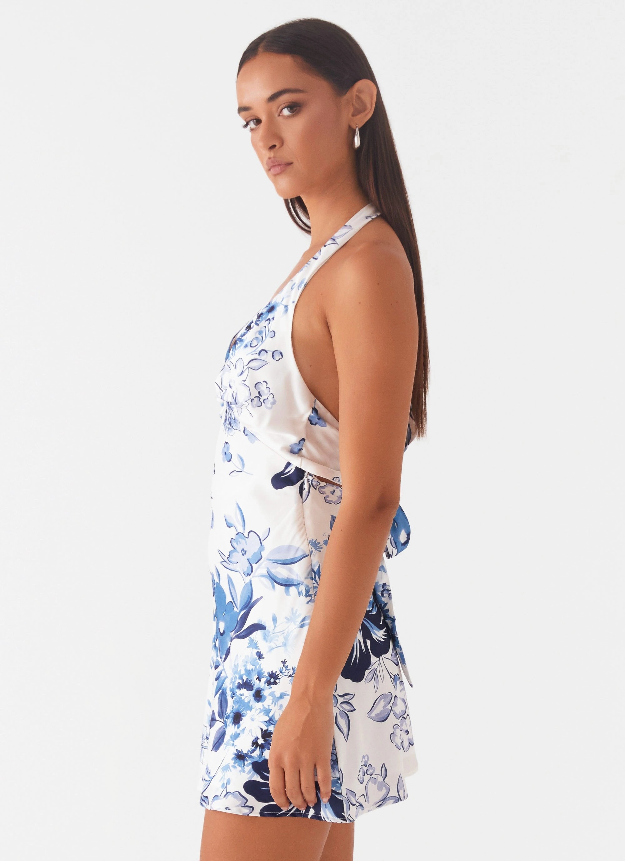 Bright Feel Heavy Hearted Mini Dress - Serene Sky Print