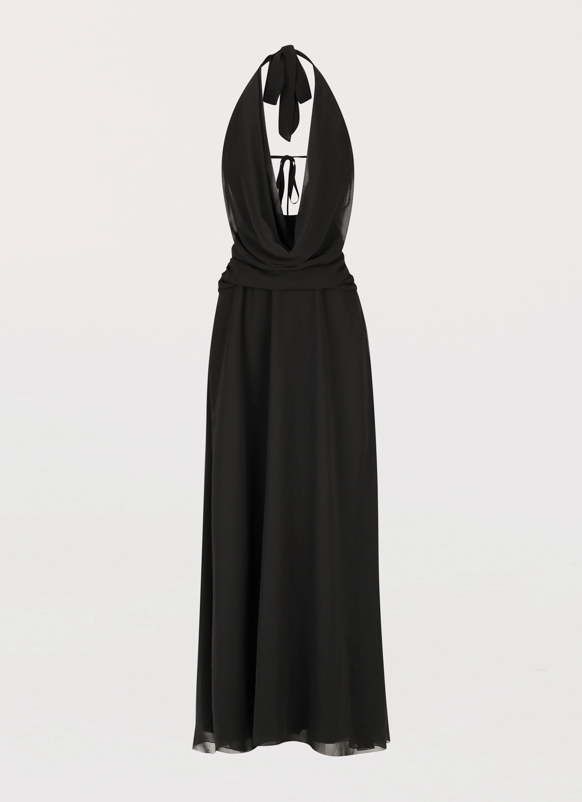 Minimal Tone Stylish Line Elysia Chiffon Maxi Dress - Black