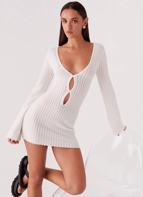 Lavelle Knit Mini Dress - Ivory Minimalist Design