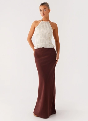 Fashionable Waist Sienna Sunset Maxi Skirt - Chocolate
