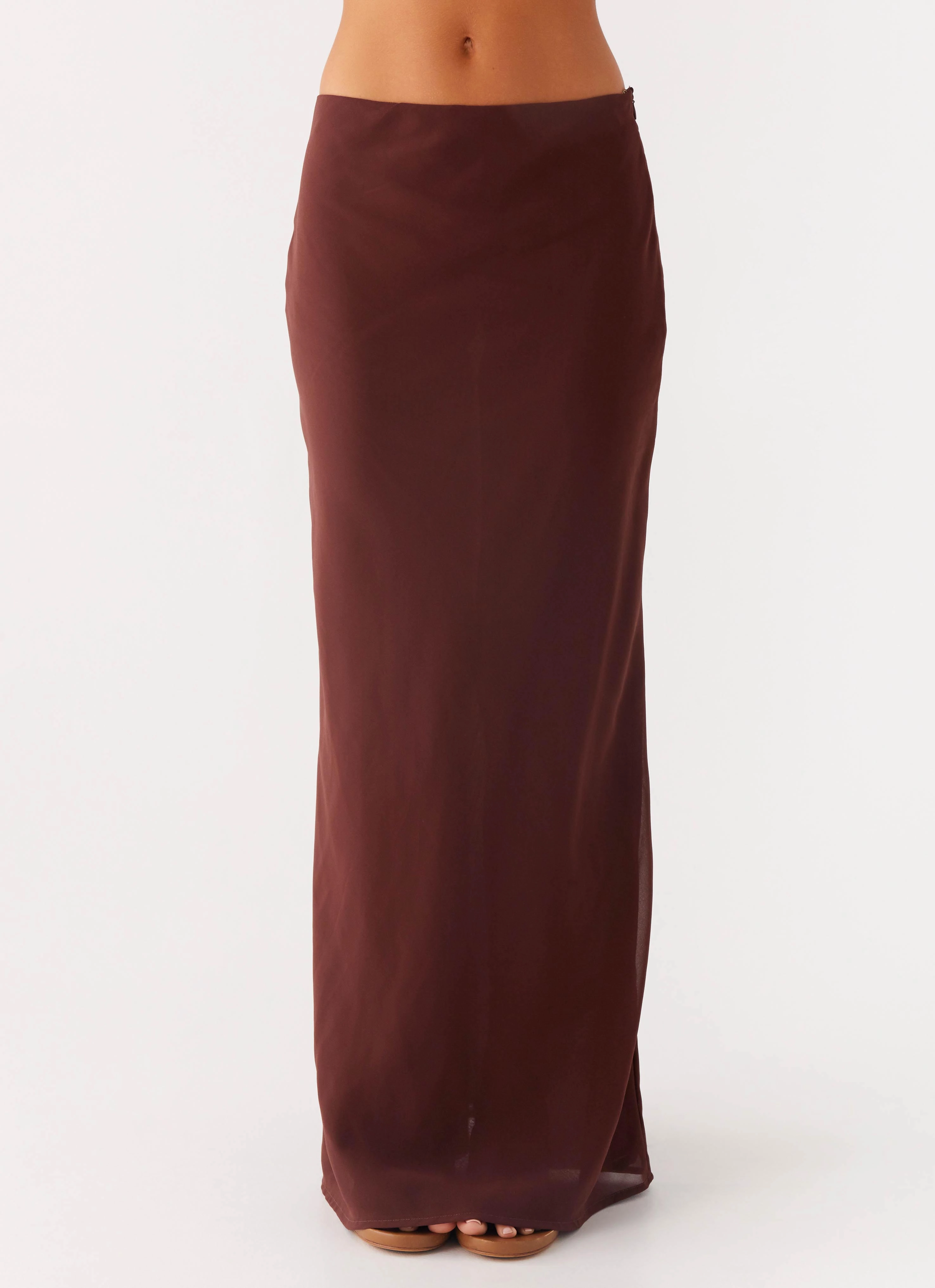 Casual Layer Fit Polyester fabric Sienna Sunset Maxi Skirt - Chocolate