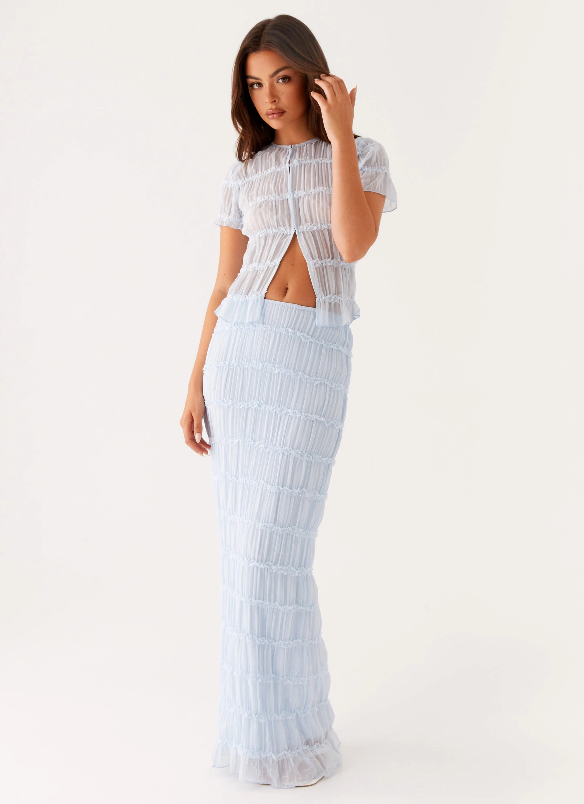 Comfort Layer Daydreaming Low Rise Maxi Skirt - Blue
