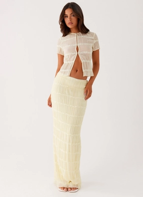 Daydreaming Low Rise Maxi Skirt - Yellow Soft Feel