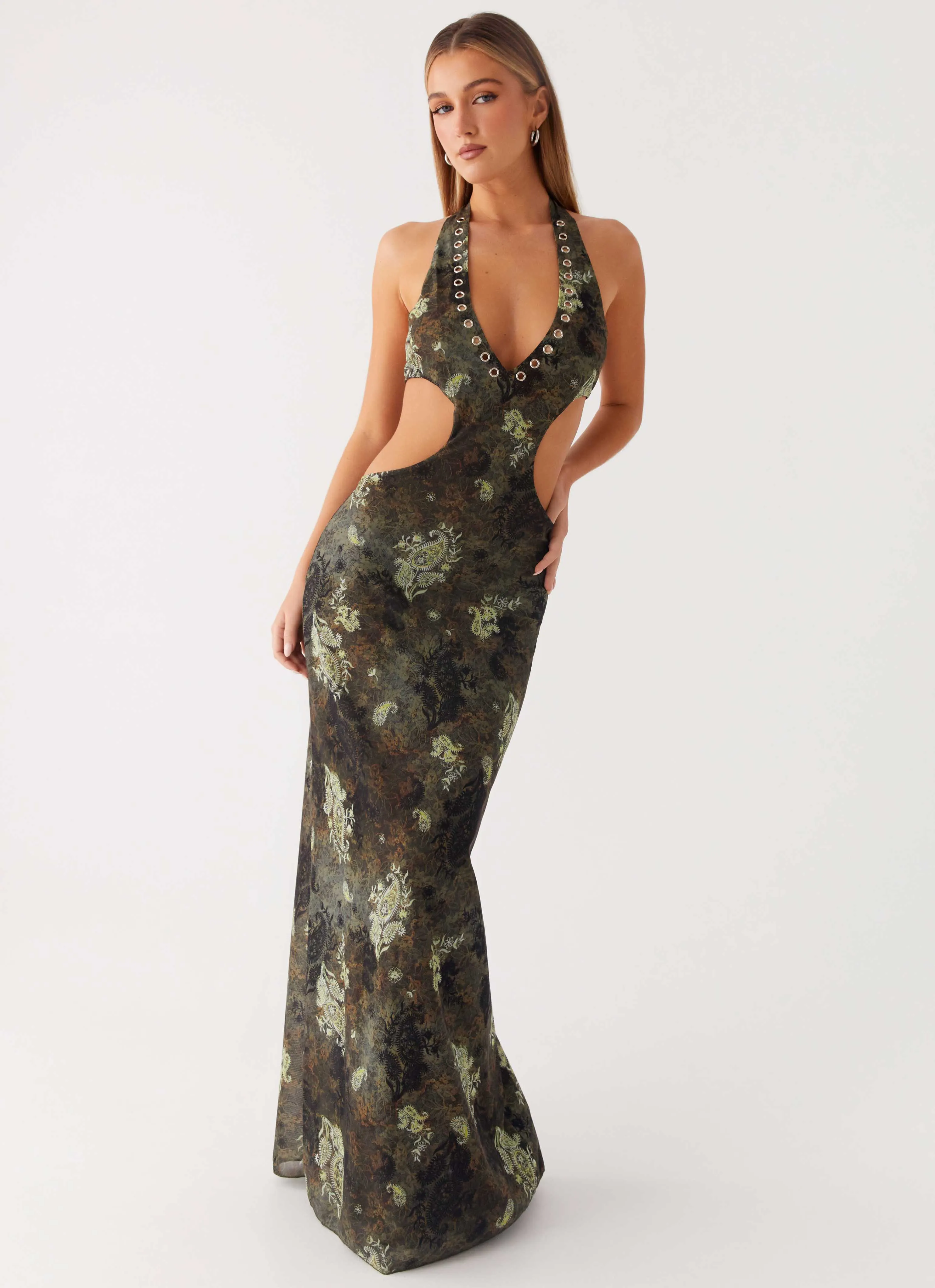 Indra Maxi Dress - Cyber Floral Light Rhythm Celebrity-Inspired