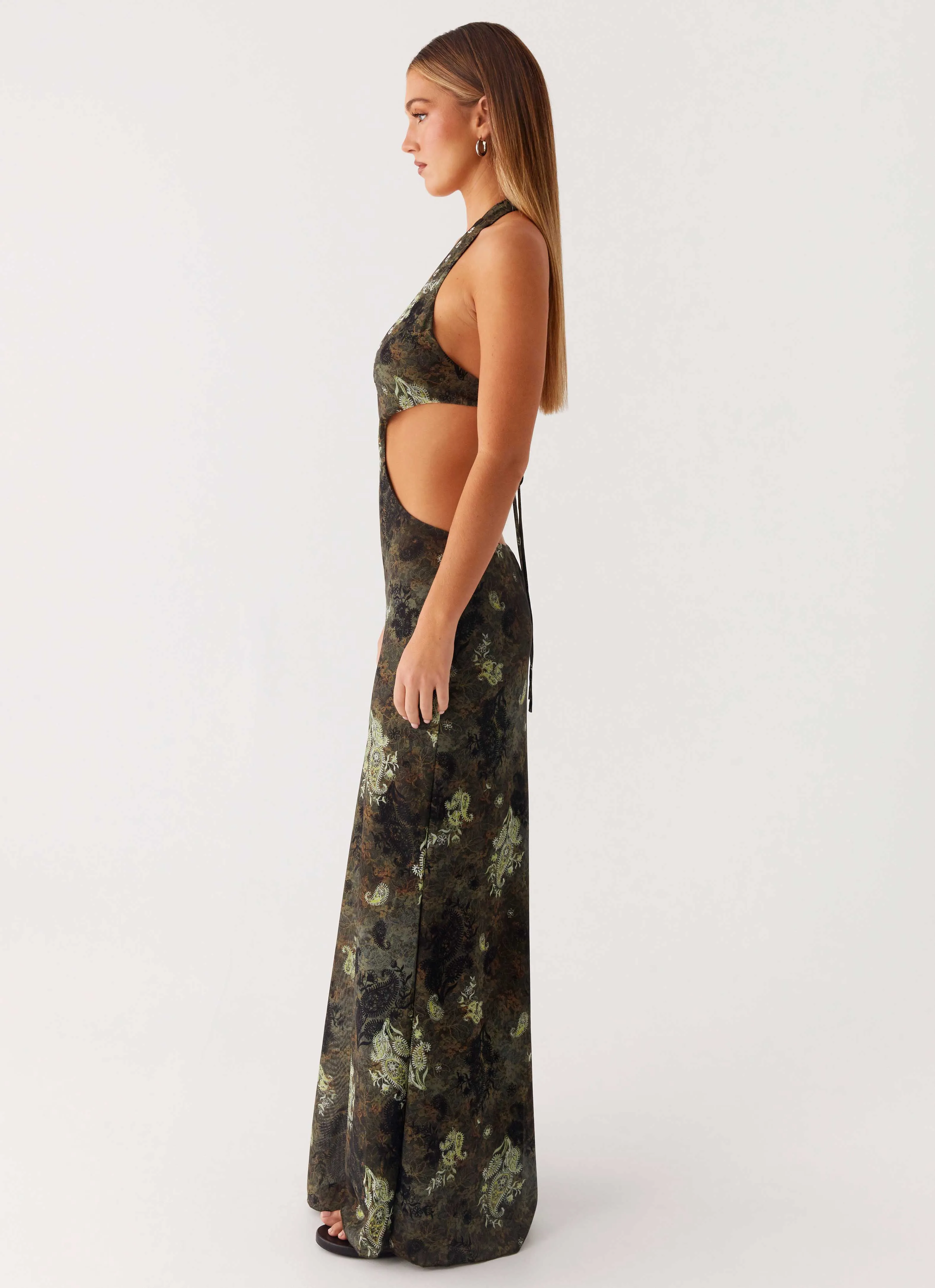Bold-Color Vibrant Form Indra Maxi Dress - Cyber Floral