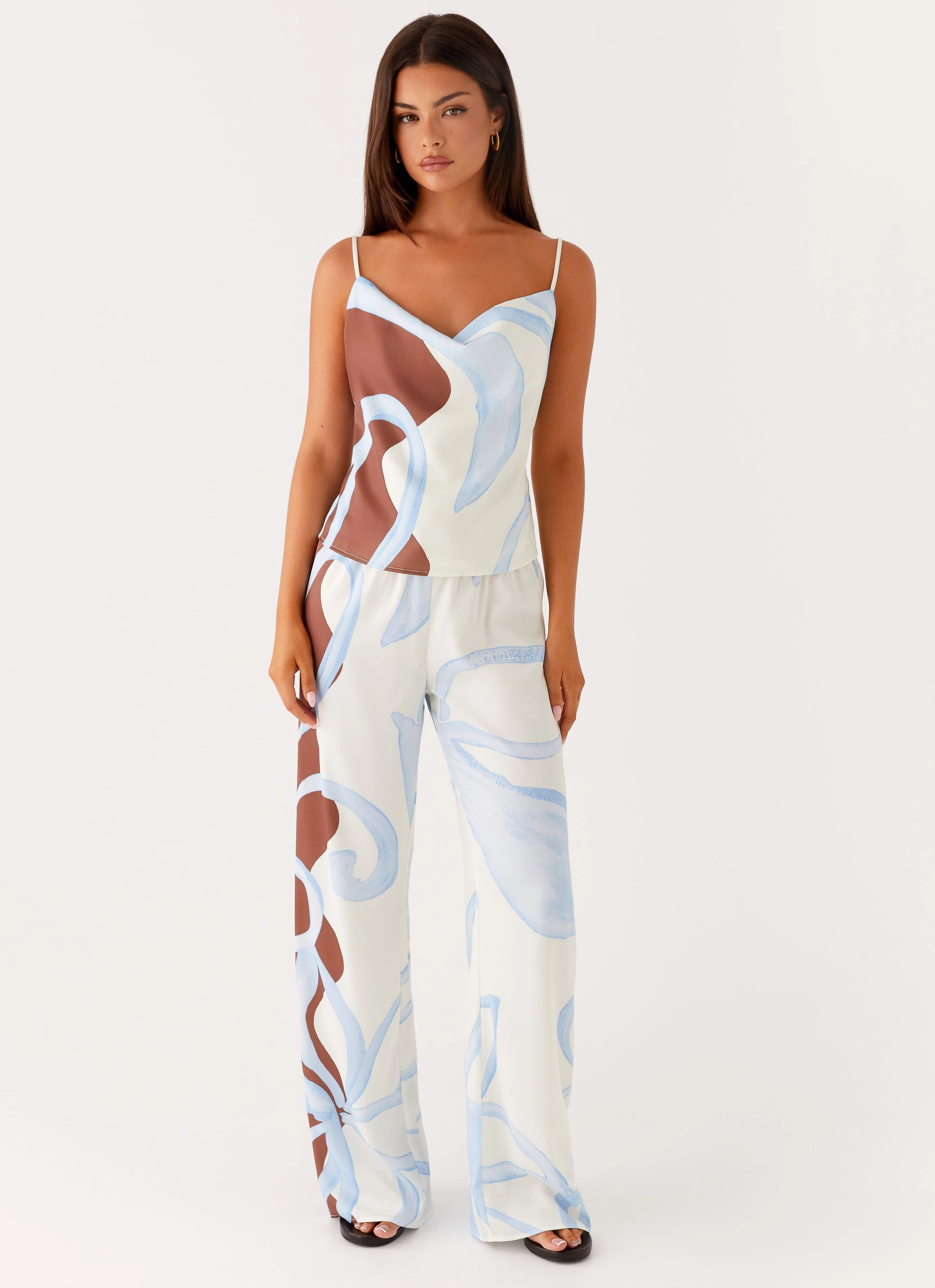 Comfortable Cut Deacon Low Rise Pants - Bloom Wave Print