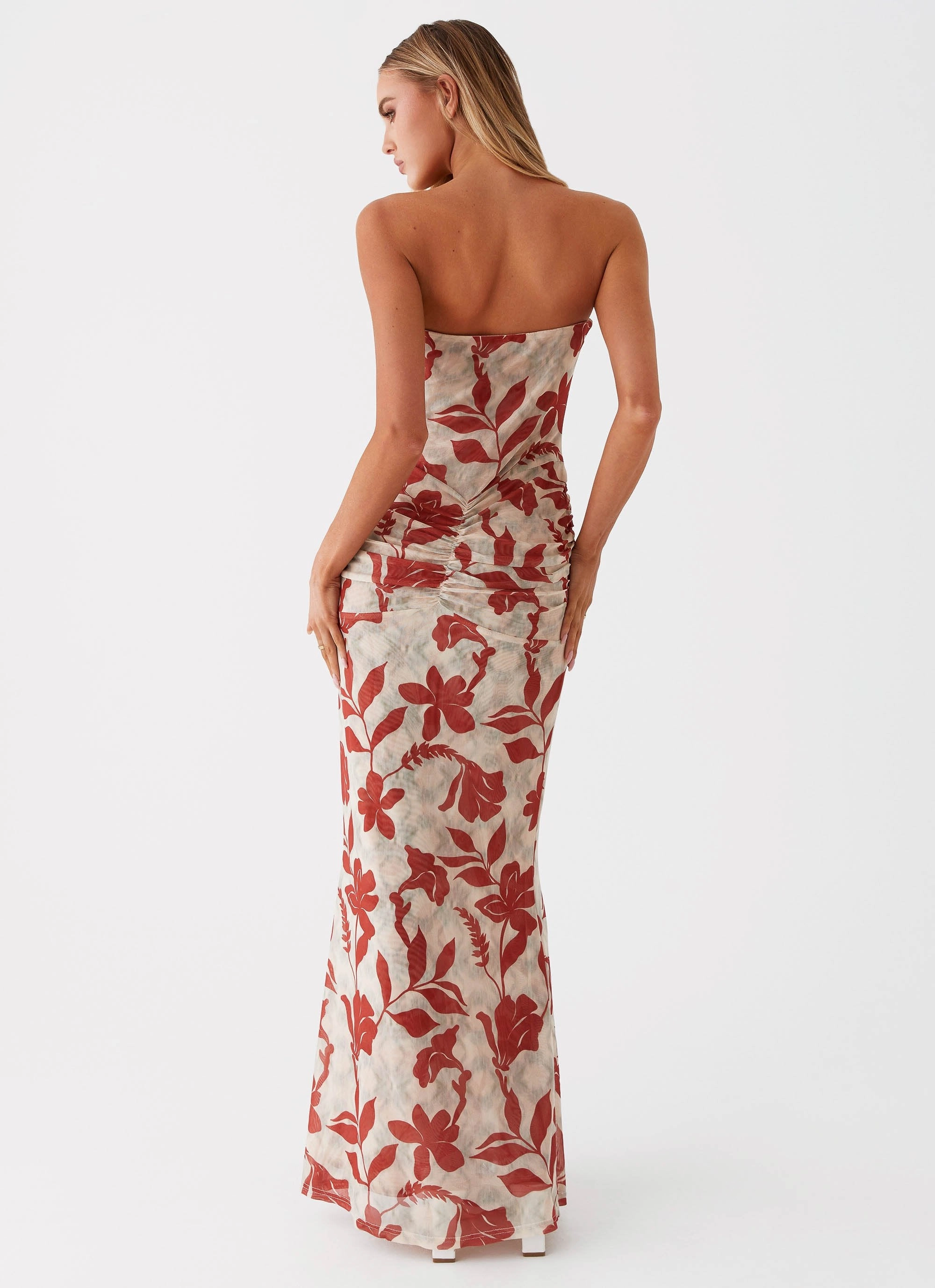 Dearest Maxi Dress - Red Green Floral Chill Detail Sister Glow