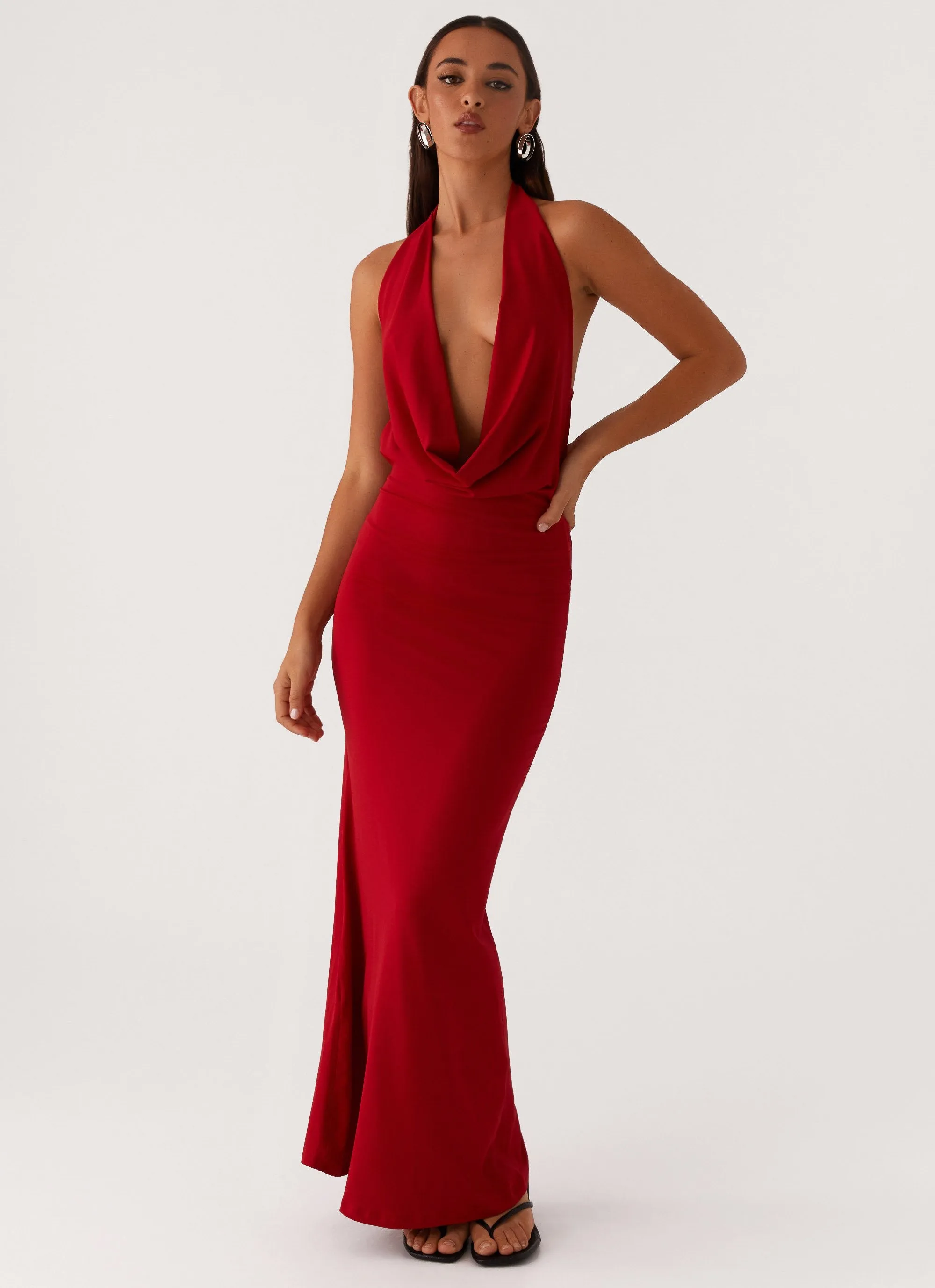Glam Feel Smart and Sleek Dedicated Maxi Dress - Red